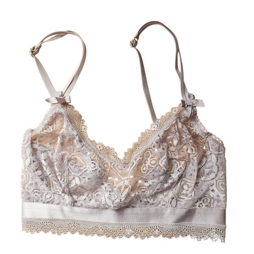 PALINDROME Lace Bralette Sheer Lingerie‎ Soft Romantic Coquette Lilac size 32D